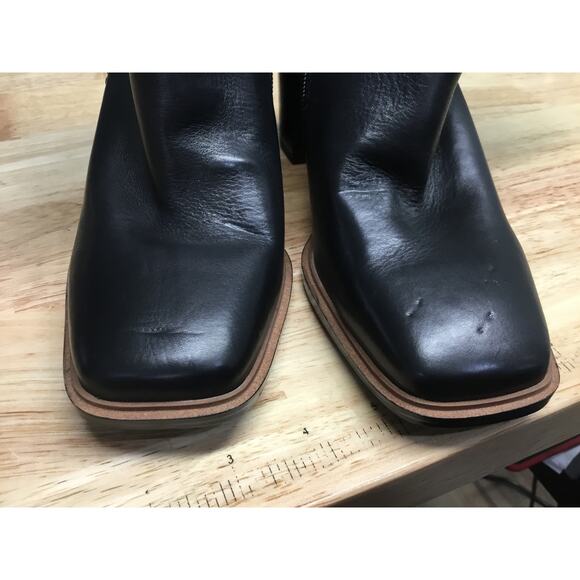 Franco Sarto Stevie Womens 7 Black Leather Side Zipper Square Toe Mid-Calf Boots - Picture 6 of 9